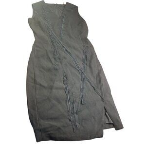 Elie Tahari Black Sleeveless Sheath Dress With Textured Accents Side Slit Size 6